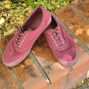 Burgundy Vans sneakers